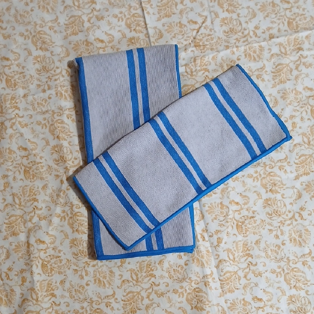Blue and Gray Striped Towels